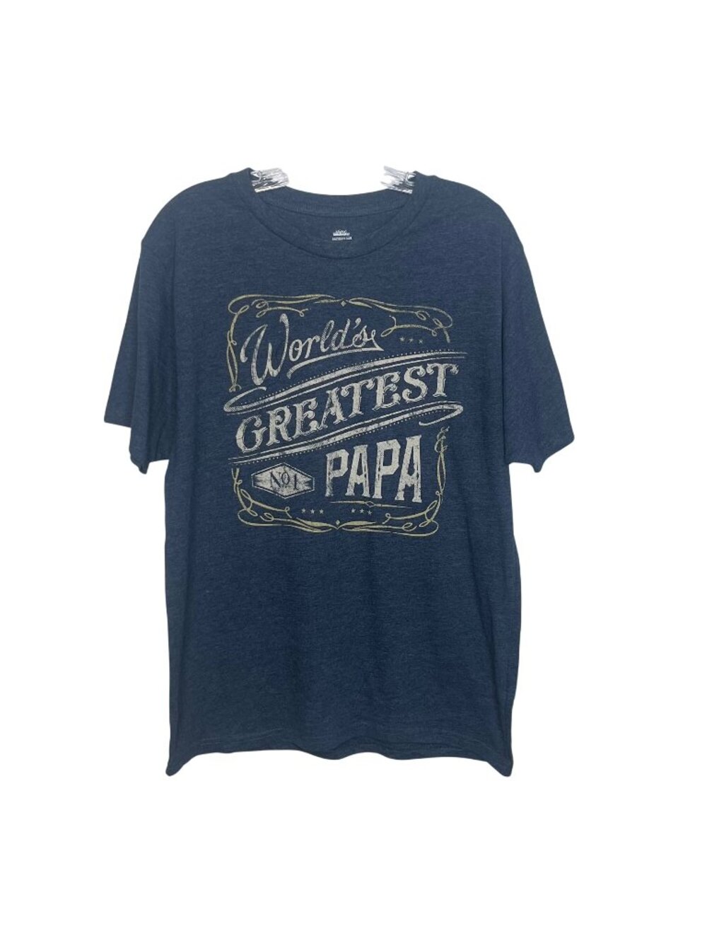 Worlds‎ Greatest No.1 Papa Graphic Tshirt Fathers Day Gift Medium Blue